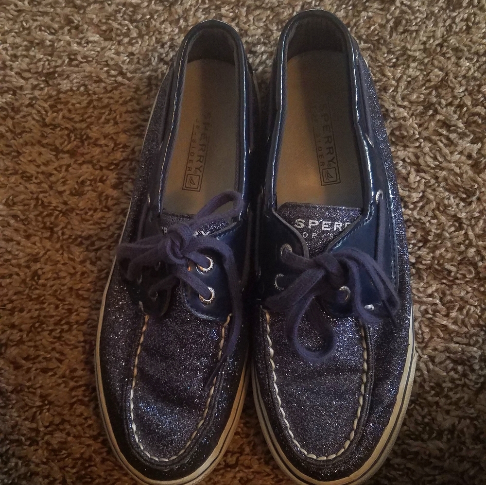 Sperry Top Slider Navy Glitter 6M
